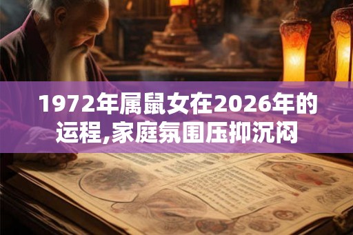 1972年属鼠女在2026年的运程,家庭氛围压抑沉闷