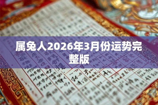 属兔人2026年3月份运势完整版