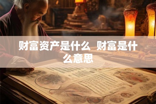 财富资产是什么  财富是什么意思