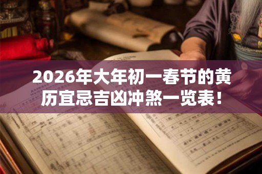 2026年大年初一春节的黄历宜忌吉凶冲煞一览表！