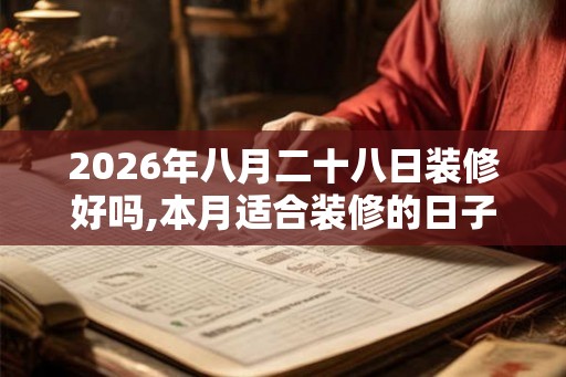 2026年八月二十八日装修好吗,本月适合装修的日子有哪些？