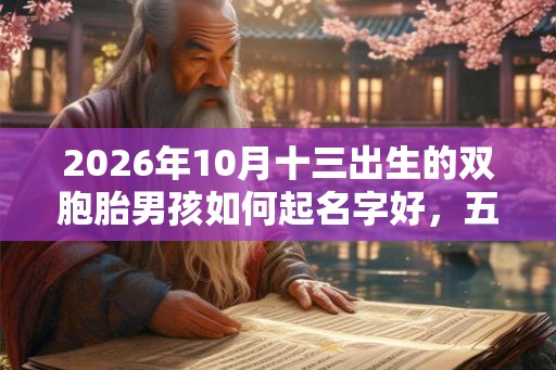 2026年10月十三出生的双胞胎男孩如何起名字好，五行属什么？