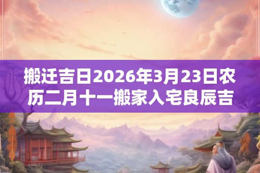 搬迁吉日2026年3月23日农历二月十一搬家入宅良辰吉时 搬迁吉日2026年3月23日农历二月十一搬家入宅良辰吉时