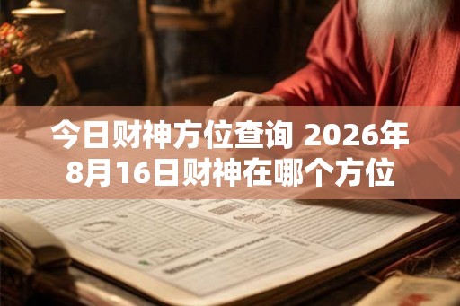 今日财神方位查询 2026年8月16日财神在哪个方位