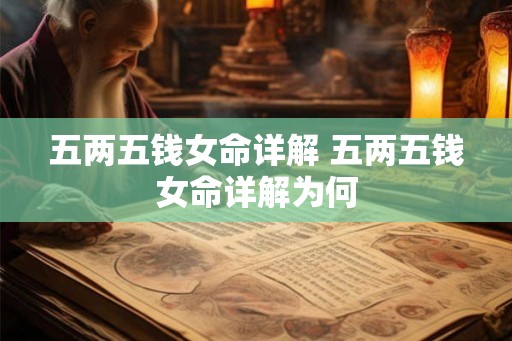 五两五钱女命详解 五两五钱女命详解为何