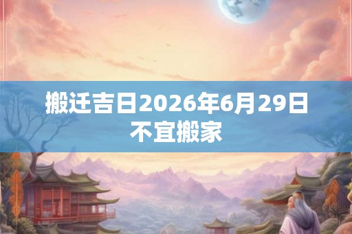 搬迁吉日2026年6月29日不宜搬家