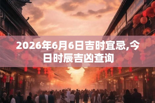 2026年6月6日吉时宜忌,今日时辰吉凶查询