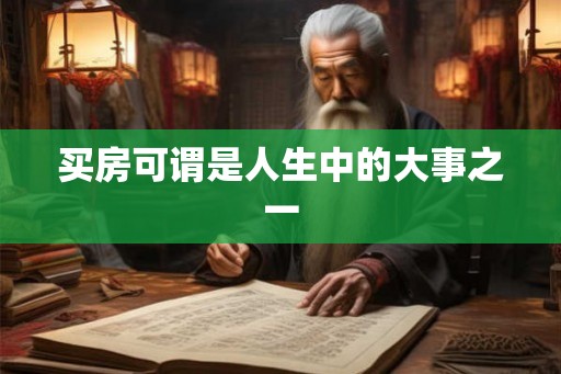 买房可谓是人生中的大事之一