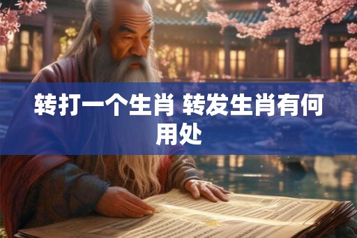 转打一个生肖 转发生肖有何用处