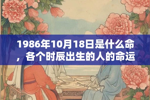 1986年10月18日是什么命,各个时辰出生的人的命运 1986年10月18日是什么命,各个时辰出生的人的命运
