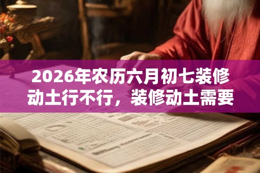 2026年农历六月初七装修动土行不行，装修动土需要注意什么？