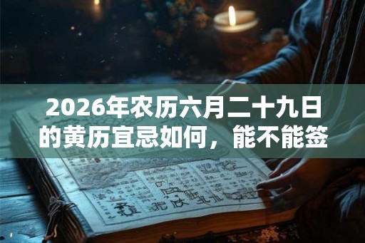 2026年农历六月二十九日的黄历宜忌如何，能不能签约？