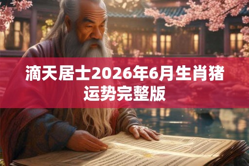 滴天居士2026年6月生肖猪运势完整版