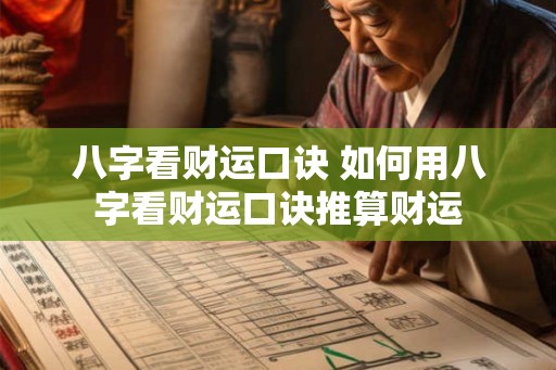 八字看财运口诀 如何用八字看财运口诀推算财运