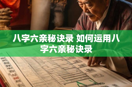八字六亲秘诀录 如何运用八字六亲秘诀录