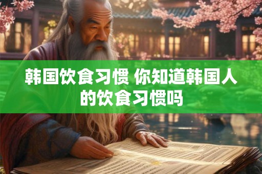 韩国饮食习惯 你知道韩国人的饮食习惯吗