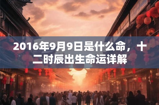 2016年9月9日是什么命，十二时辰出生命运详解