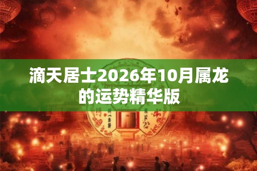 滴天居士2026年10月属龙的运势精华版