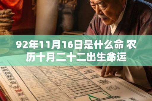 92年11月16日是什么命 农历十月二十二出生命运