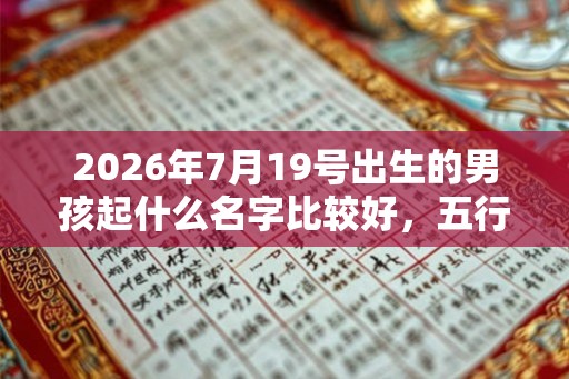 2026年7月19号出生的男孩起什么名字比较好，五行属什么