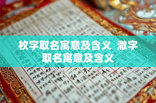 枚字取名寓意及含义  澈字取名寓意及含义