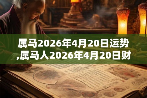 属马2026年4月20日运势,属马人2026年4月20日财运,生肖马2026年4月20日运势