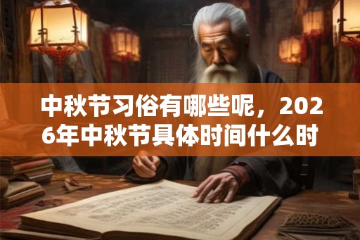 中秋节习俗有哪些呢,2026年中秋节具体时间什么时候? 中秋节习俗有哪些呢,2026年中秋节具体时间什么时候?