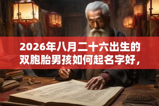 2026年八月二十六出生的双胞胎男孩如何起名字好，五行属什么？