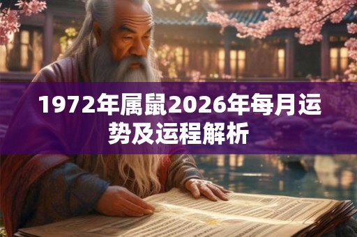 1972年属鼠2026年每月运势及运程解析