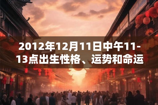 2012年12月11日中午11-13点出生性格、运势和命运
