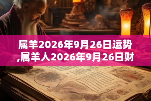 属羊2026年9月26日运势,属羊人2026年9月26日财运,生肖羊2026年9月26日运势