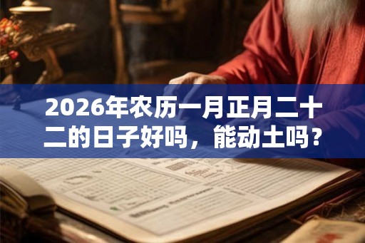 2026年农历一月正月二十二的日子好吗，能动土吗？