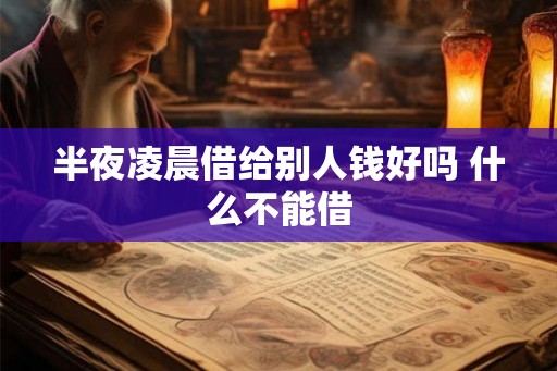 半夜凌晨借给别人钱好吗 什么不能借
