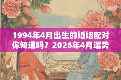 1994年4月出生的婚姻配对你知道吗?2026年4月运势如何? 1994年4月出生的婚姻配对你知道吗?2026年4月运势如何?
