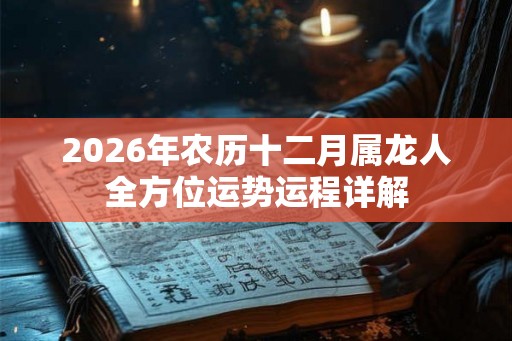 2026年农历十二月属龙人全方位运势运程详解
