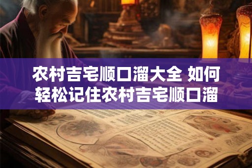 农村吉宅顺口溜大全 如何轻松记住农村吉宅顺口溜