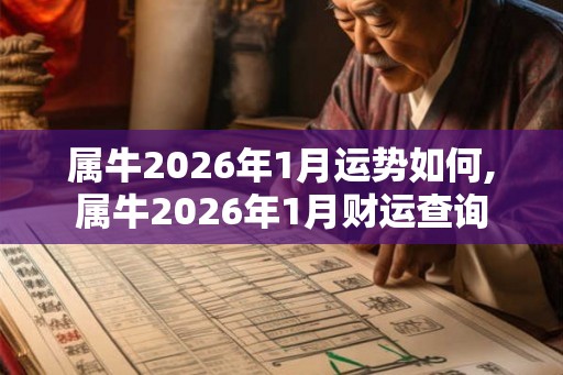 属牛2026年1月运势如何,属牛2026年1月财运查询
