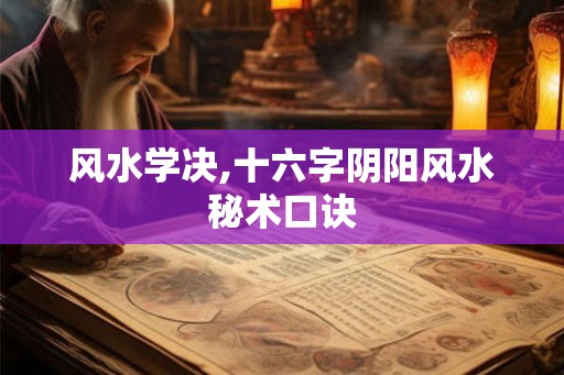 风水学决,十六字阴阳风水秘术口诀