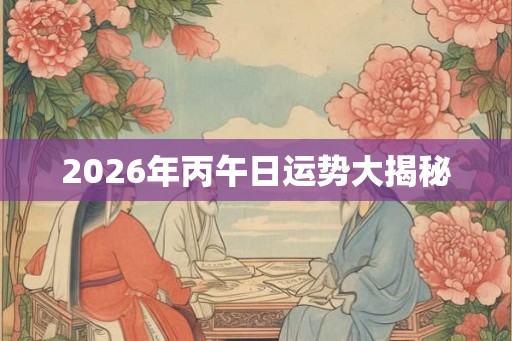 2026年丙午日运势大揭秘