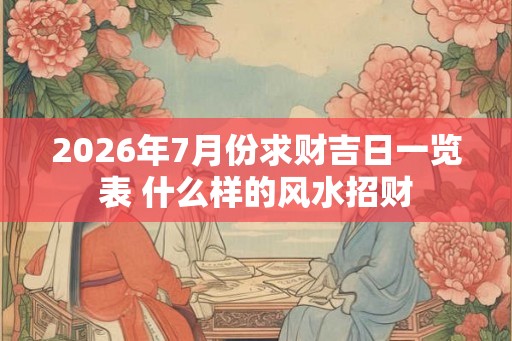 2026年7月份求财吉日一览表 什么样的风水招财