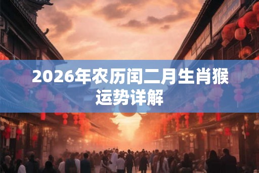 2026年农历闰二月生肖猴运势详解