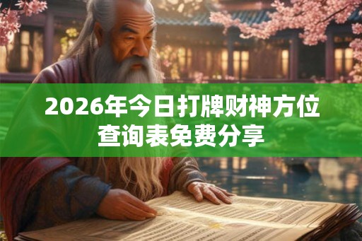 2026年今日打牌财神方位查询表免费分享