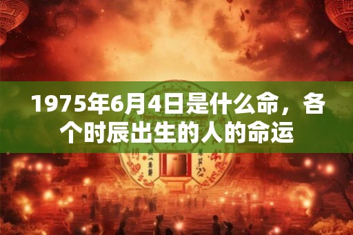 1975年6月4日是什么命，各个时辰出生的人的命运