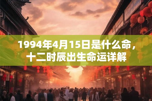 1994年4月15日是什么命，十二时辰出生命运详解