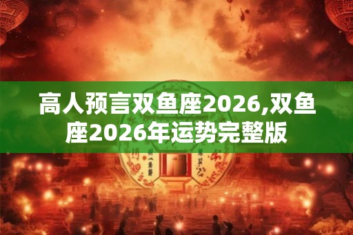 高人预言双鱼座2026,双鱼座2026年运势完整版