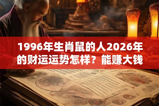 1996年生肖鼠的人2026年的财运运势怎样？能赚大钱吗？