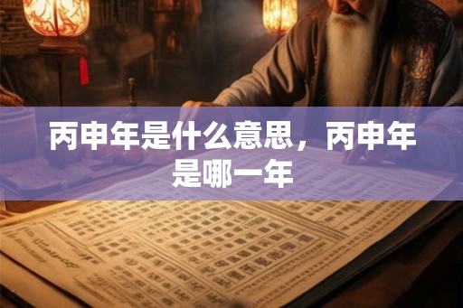 丙申年是什么意思，丙申年是哪一年