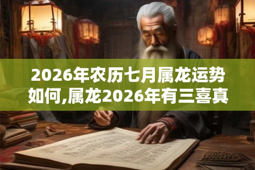 2026年农历七月属龙运势如何,属龙2026年有三喜真的吗
