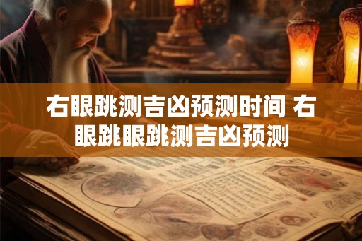 右眼跳测吉凶预测时间 右眼跳眼跳测吉凶预测