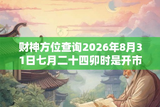 财神方位查询2026年8月31日七月二十四卯时是开市吉时